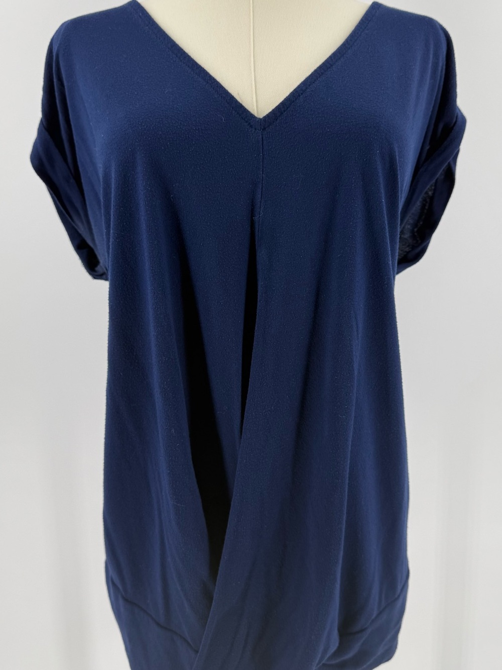 Navy V-Neck Front Drape shirt